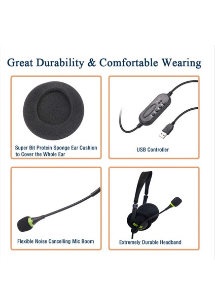 Mikrofon Gürültüsü ile USB Kablolu Kulaklık, Kontrol Içi Konfor Kulak Telefonu Sohbet Yazılımı Için (Yurt Dışından) modelleri