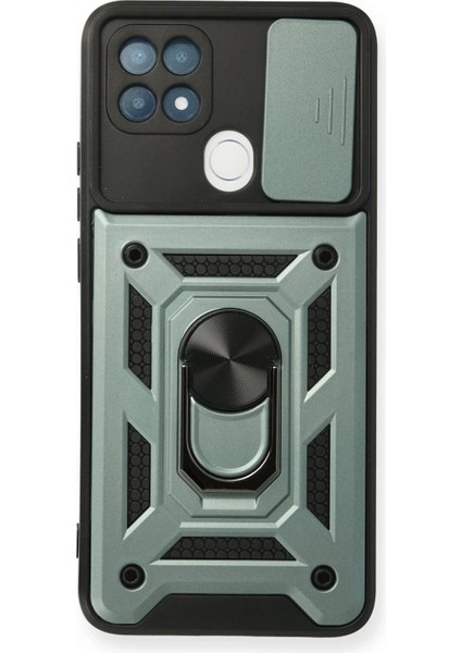 Oppo A15 Kılıf Pars Lens Yüzüklü Silikon - Yeşil