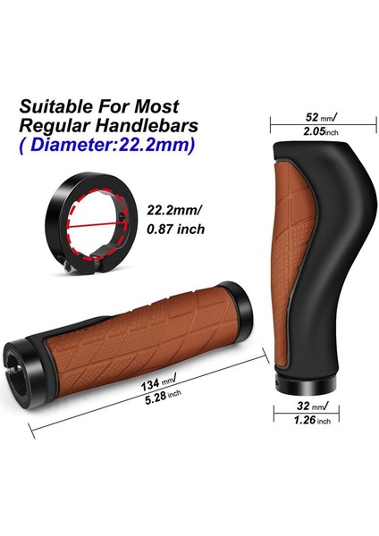 Bisiklet Tutamakları Ergonomik Tutamaklar Kaymaz Kaymaz Kaymaz Kauçuk Gidon Tutamakları 22 2mm E-Bisiklet Kahverengi Için Bisiklet Gidon Tutamakları (Yurt Dışından) indirimleri