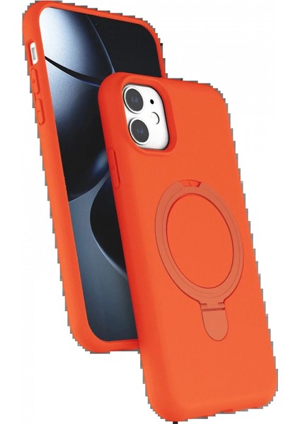 Apple iPhone 11 Regal Magsafe Standlı Kapak - Turuncu