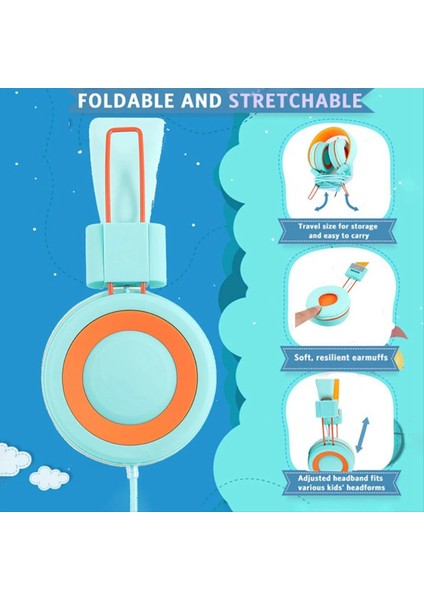 Çocuk Kulaklık Kulaklıkları Kablolu Kablolu Renkli Dizüstü Bilgisayar Tablet Telefon, Online Sınıf Kulaklıkları Öğrenmek Için, Siyah+Mavi (Yurt Dışından) fiyatları