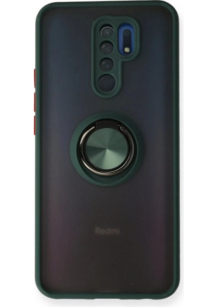 Xiaomi Redmi 9 Kılıf Montreal Yüzüklü Silikon Kapak - Yeşil