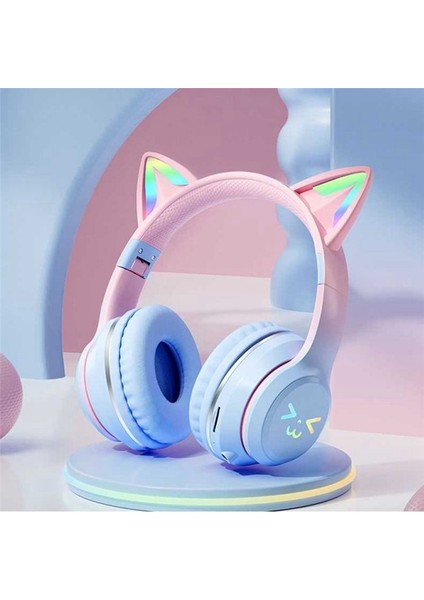 Kablosuz Kulaklıklar Rgb Sevimli Kediler Kızlar Çocuk Hediye Kulaklık Mikrofon Müzik Oyunları Kulaklıklar Kontrol Işıkları Kulaklık D (Yurt Dışından) modelleri