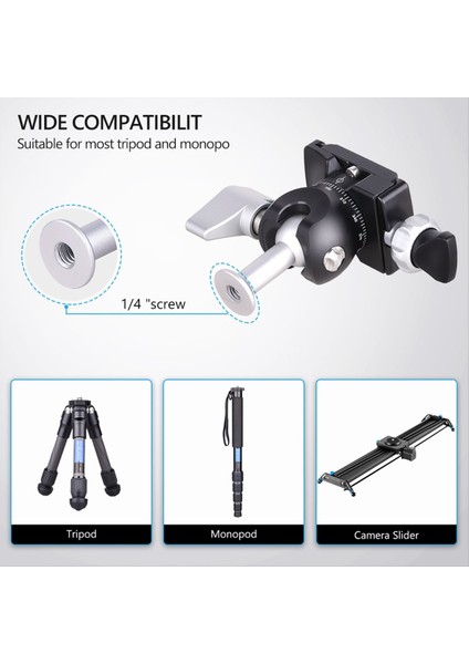 Mini Ters Balo Kafası 360 Derece Dönen Kamera Tripod Kafası Cnc Alüminyum Alaşım Top Kafası Dslr Kamera Telefon (Yurt Dışından) fiyatları