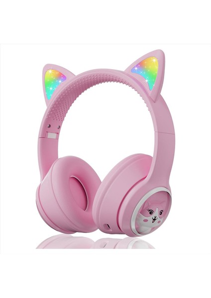 Çocuk Bluetooth Kulaklıklar, LED Işıklı Katlanabilir Kablosuz Kulaklıklar, Telefon Için Kedi Kulakları Oyun Kulaklığı (Yurt Dışından)