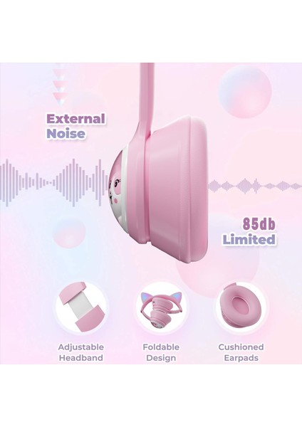 Çocuk Bluetooth Kulaklıklar, LED Işıklı Katlanabilir Kablosuz Kulaklıklar, Telefon Için Kedi Kulakları Oyun Kulaklığı (Yurt Dışından) fiyatları