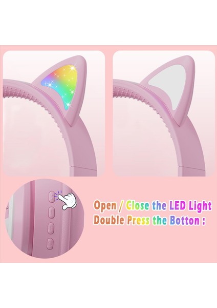 Çocuk Bluetooth Kulaklıklar, LED Işıklı Katlanabilir Kablosuz Kulaklıklar, Telefon Için Kedi Kulakları Oyun Kulaklığı (Yurt Dışından) fırsatları