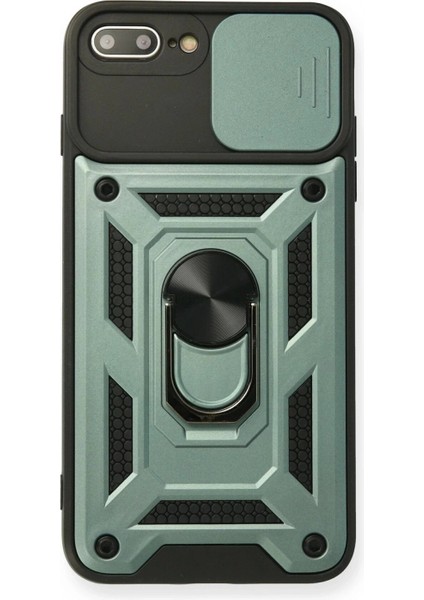 iPhone 7 Plus Kılıf Pars Lens Yüzüklü Silikon - Yeşil