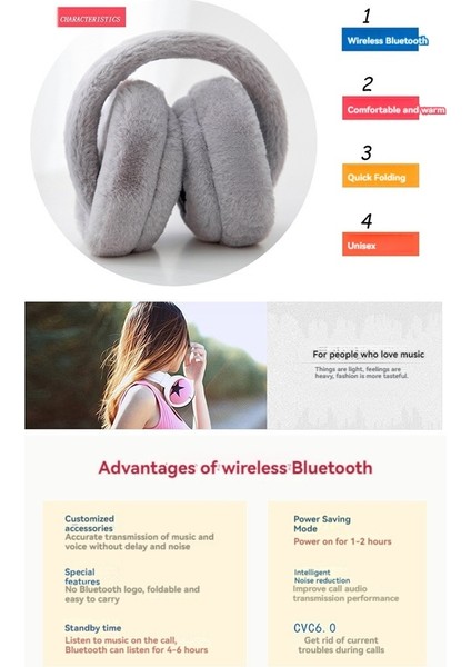 Kış Kulak Muffs Sıcak Kulaklık Kablosuz Bluetooth 5.0 Earmuffs Ekstra Beyaz ile Kulaklık Kulaklıkları (Yurt Dışından) fırsatları
