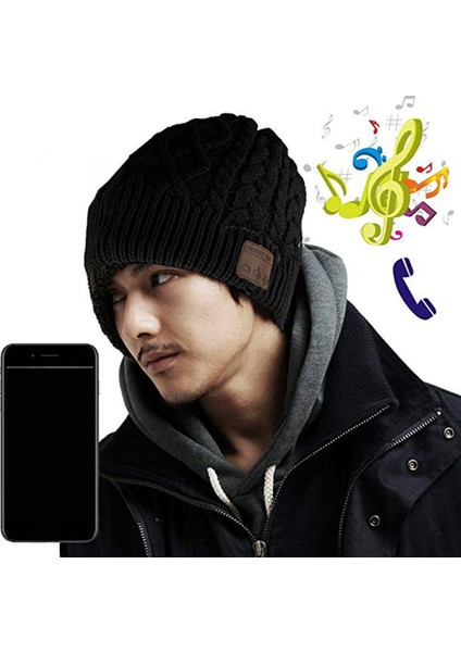 Kablosuz Şapka Erkek Kadın Kulaklık Müzik Şapkası Kış Stereo Kulaklık Hoparlör Mikrofon Kulaklık Açık Kapak Siyah (Yurt Dışından) fiyatları
