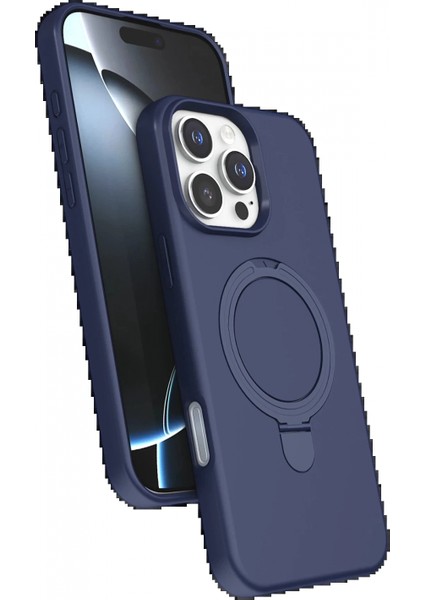 Apple iPhone 16 Pro Max Regal Magsafe Standlı Kapak - Lacivert