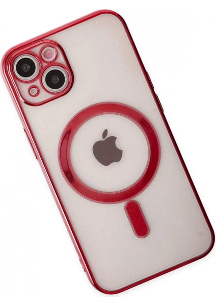 iPhone 14 Plus Kılıf Magneticsafe Lazer Silikon - Kırmızı modelleri