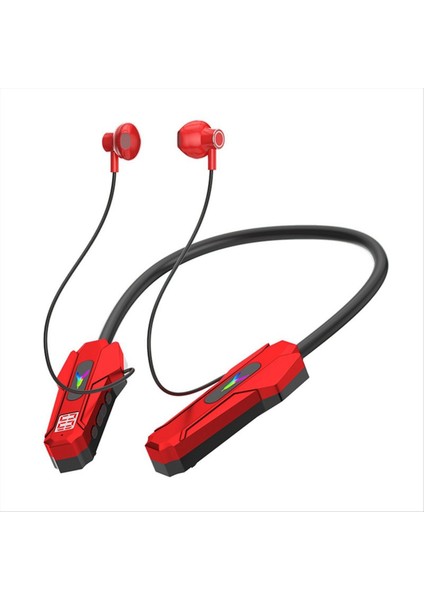 Kablosuz Bluetooth Kulaklıklar Boyun Bandı LED Ekran Oyun Kulaklığı Su Geçirmez Manyetik Spor Kulaklıklar Hd Mikrofon Kırmızı (Yurt Dışından) indirimleri