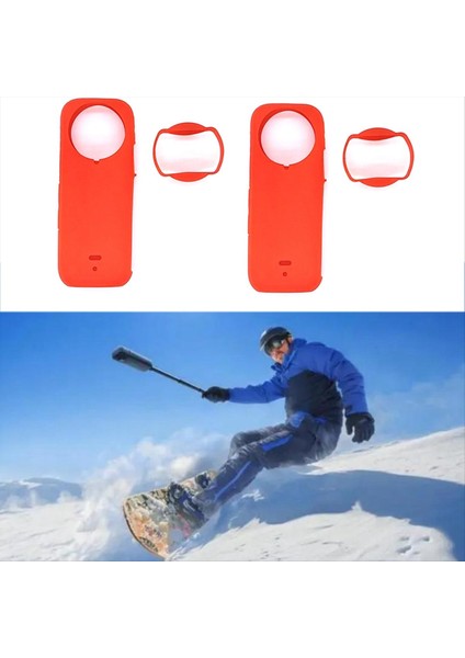 INSTA360 X4 Panorama Vücut Toz Geçirmez Damdan Tüm Yuvarlak Silikon Kılıf Kırmızı (Yurt Dışından) indirimleri