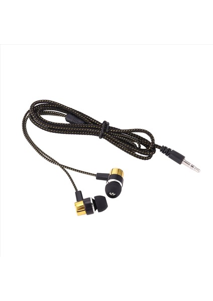 1.1m Yansıtıcı Fiber Bez Hattı Gürültü Izole Stereo Kulak Içi Kulaklık Kulaklıkları 3,5 mm Jack Standart Altın (Yurt Dışından)