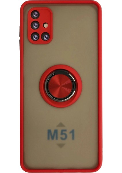 Samsung Galaxy M51 Kılıf Montreal Yüzüklü Silikon Kapak - Kırmızı