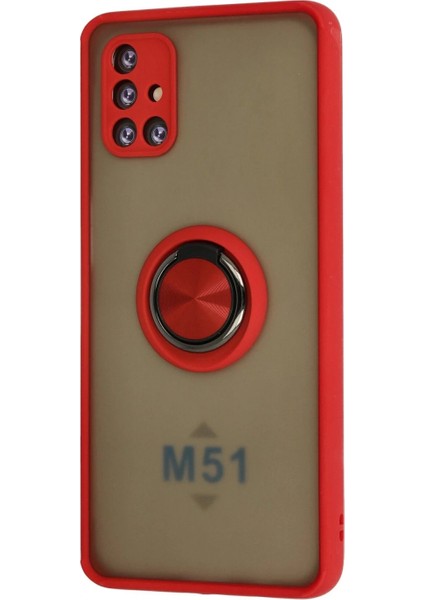 Samsung Galaxy M51 Kılıf Montreal Yüzüklü Silikon Kapak - Kırmızı fiyatları