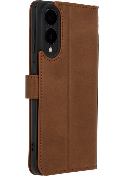 Samsung Galaxy S25 Edge Trend S Plus Kapaklı Kılıf - Taba