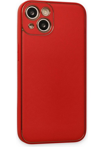 iPhone 14 Plus Kılıf Coco Deri Silikon Kapak - Kırmızı modelleri