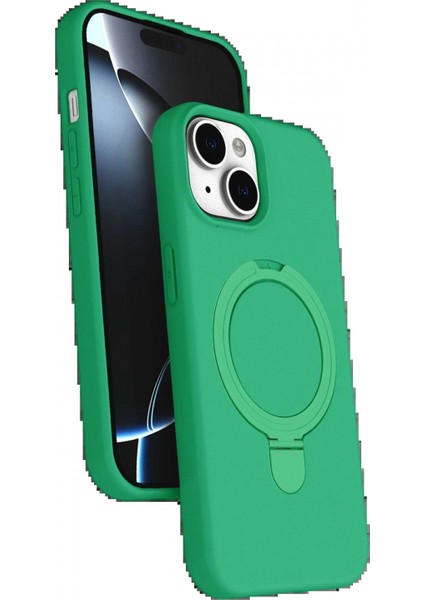Apple iPhone 15 Regal Magsafe Standlı Kapak - Yeşil