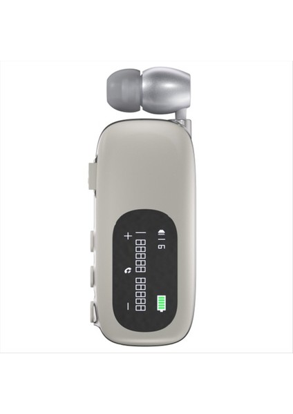 Business Clip Kulaklık Handfree Bluetooth V5.4 LCD Ekran Çağrı Gürültü Önleme Kulaklıkları Lotus Haki Gümüş (Yurt Dışından)