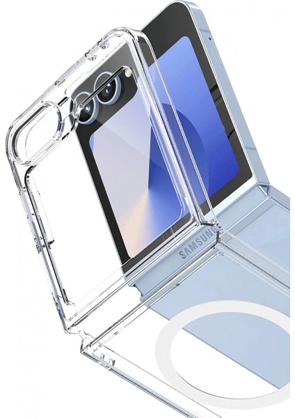 Samsung Galaxy Z Flip 7 Kılıf Magneticsafe Şeffaf Silikon - Şeffaf fiyatları