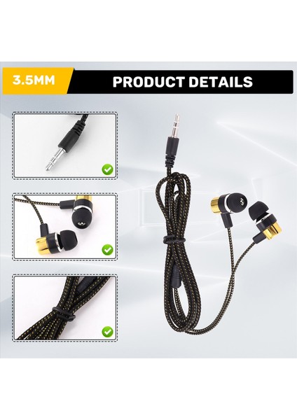 1.1m Yansıtıcı Fiber Bez Hattı Gürültü Izole Stereo Kulak Içi Kulaklık Kulaklıkları 3,5 mm Jack Standart Altın (Yurt Dışından) indirimleri