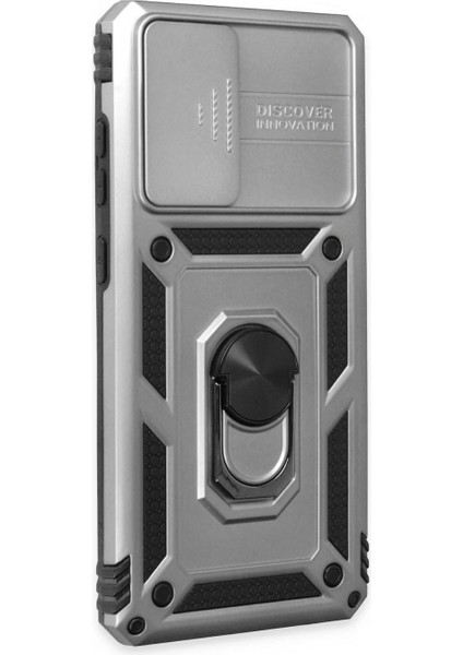 Samsung Galaxy A72 Kılıf Pars Lens Yüzüklü Silikon - Gümüş fiyatları