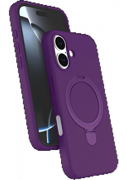 Apple iPhone 16 Regal Magsafe Standlı Kapak - Derin Mor