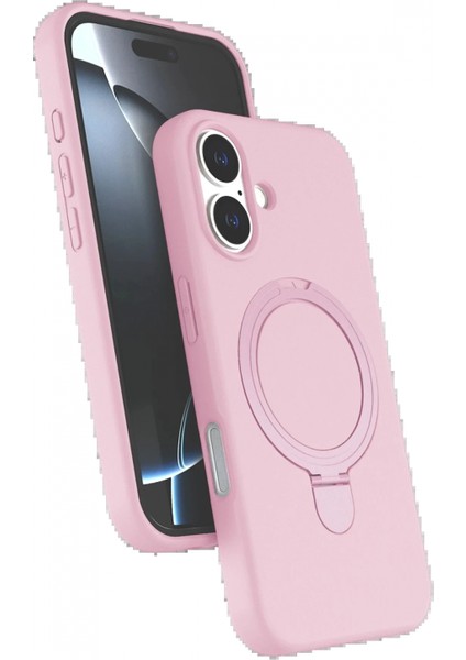 Apple iPhone 16 Regal Magsafe Standlı Kapak - Açık Pembe