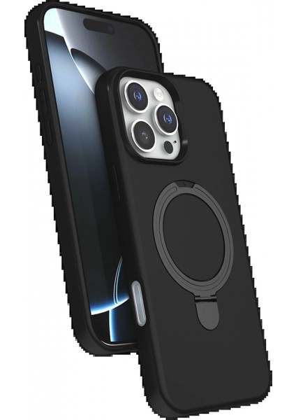 Apple iPhone 16 Pro Max Regal Magsafe Standlı Kapak - Siyah
