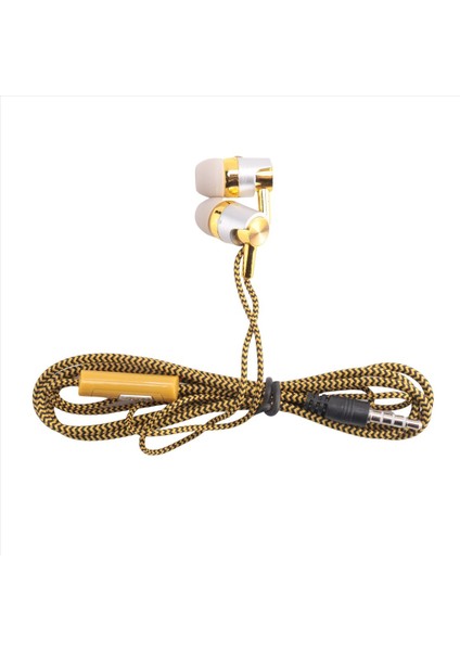 H-169 3.5mm Mp3 Mp4 Kablolama Subwoofer Örgülü Kordon, Buğday Teli Kontrollü Evrensel Müzik Kulaklıkları (Altın) (Yurt Dışından)