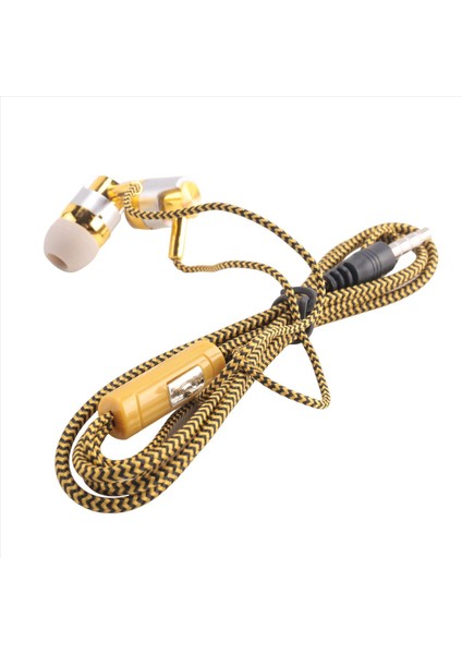 H-169 3.5mm Mp3 Mp4 Kablolama Subwoofer Örgülü Kordon, Buğday Teli Kontrollü Evrensel Müzik Kulaklıkları (Altın) (Yurt Dışından) fiyatları