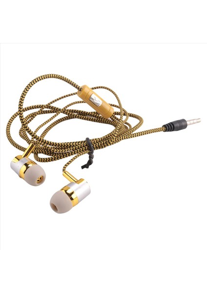 H-169 3.5mm Mp3 Mp4 Kablolama Subwoofer Örgülü Kordon, Buğday Teli Kontrollü Evrensel Müzik Kulaklıkları (Altın) (Yurt Dışından) modelleri