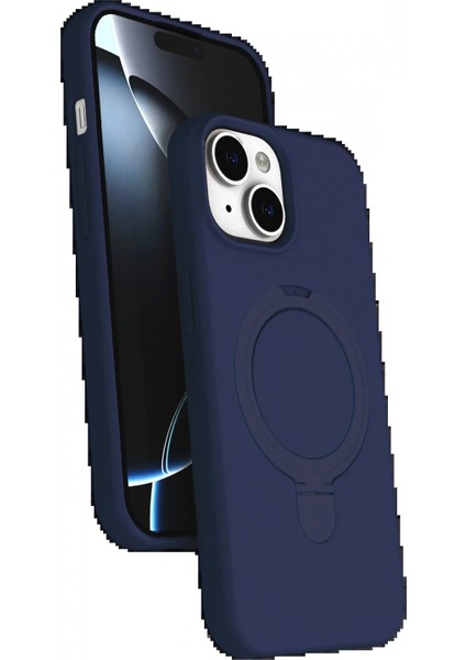 Apple iPhone 15 Regal Magsafe Standlı Kapak - Lacivert