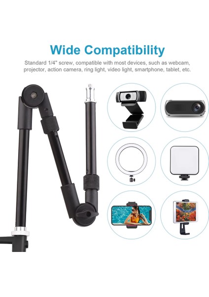 1/4 St-01 Bracket Enlikli Katlanabilir Masa Montajı Stand Stand Balajı Dolgu Işık LED Halka Işık Kamera Akıllı Telefon (Yurt Dışından) modelleri