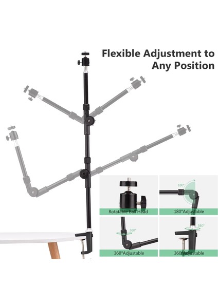 1/4 St-01 Bracket Enlikli Katlanabilir Masa Montajı Stand Stand Balajı Dolgu Işık LED Halka Işık Kamera Akıllı Telefon (Yurt Dışından) fırsatları