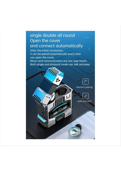 M45 Mecha Oyun Kablosuz Bluetooth Kulaklık Tws 5.3 Kulaklık Touch Dijital Ekran Gürültü Azaltma Stereo Müzik Kulaklığı A (Yurt Dışından)