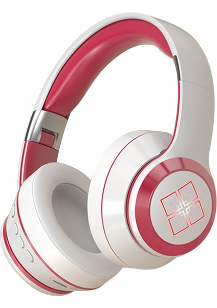 Kablosuz Bluetooth V5.2 Kulaklıklar Enc Gürültü Engelleme Kulaklıkları Katlanabilir Ayarlanabilir Genç Kulaklıklar Beyaz Kırmızı (Yurt Dışından)