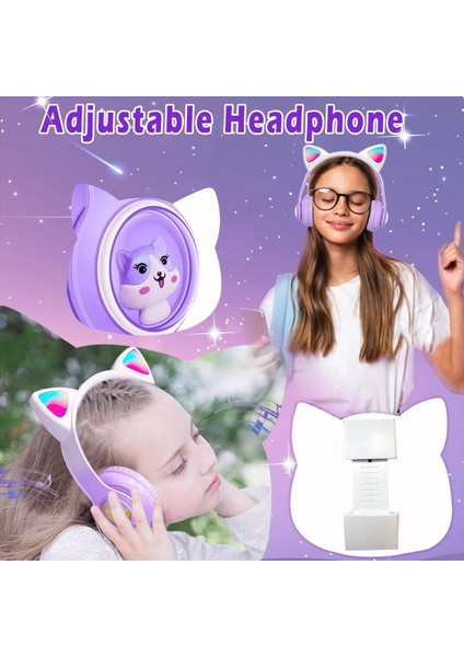 Çocuk Bluetooth Kulaklıklar, LED Işığı Olan Katlanabilir Kablosuz Kulaklıklar, Kedi Kulakları Oyun Kulaklığı (Yurt Dışından) modelleri