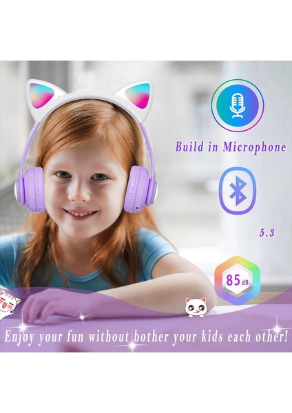 Çocuk Bluetooth Kulaklıklar, LED Işığı Olan Katlanabilir Kablosuz Kulaklıklar, Kedi Kulakları Oyun Kulaklığı (Yurt Dışından) indirimleri