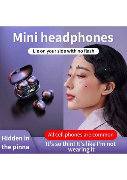 Mini Görünmez Uyku Kulaklıkları Bluetooth 5.3 Hıfı Stereo Kulaklıklar Iş Için Mikrofonlu Düşük Gecikmeli Kablosuz Kulaklıklar, Müzik C (Yurt Dışından) fiyatları