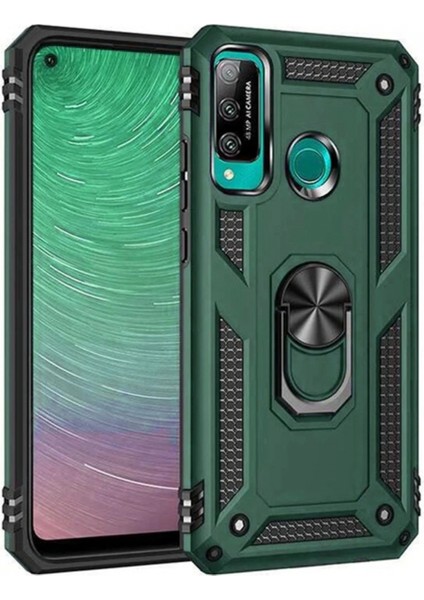 Huawei P40 Lite E Kılıf Sofya Yüzüklü Silikon Kapak - Yeşil