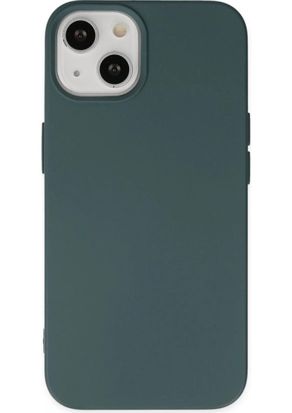 iPhone 14 Kılıf Nano Içi Kadife Silikon - Koyu Yeşil