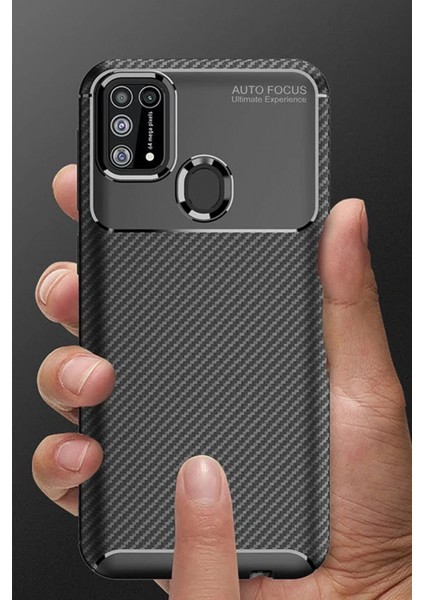 Samsung Galaxy M31 Kılıf Auto Focus Karbon Kapak - Kahverengi modelleri