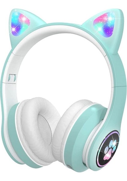 Mikrofon/rgb LED Işık, Çocuklar Için Bluetooth Kulaklıklar ile Çocuk Kulaklıkları Tablet/okul/ipad/akıllı Telefon Yeşili (Yurt Dışından)