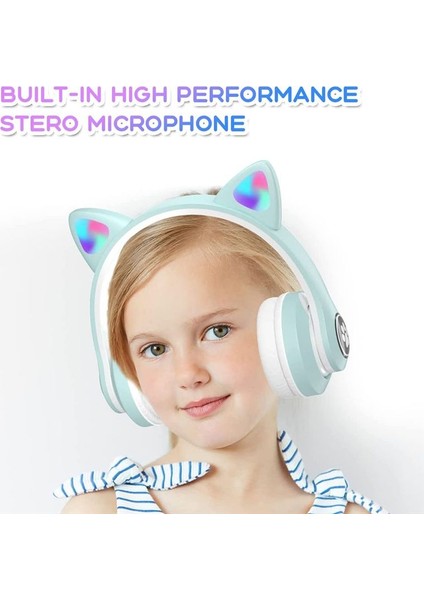 Mikrofon/rgb LED Işık, Çocuklar Için Bluetooth Kulaklıklar ile Çocuk Kulaklıkları Tablet/okul/ipad/akıllı Telefon Yeşili (Yurt Dışından) fırsatları