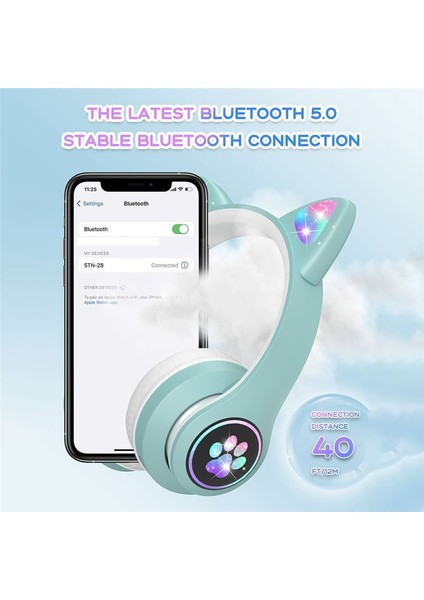 Mikrofon/rgb LED Işık, Çocuklar Için Bluetooth Kulaklıklar ile Çocuk Kulaklıkları Tablet/okul/ipad/akıllı Telefon Yeşili (Yurt Dışından) indirimleri