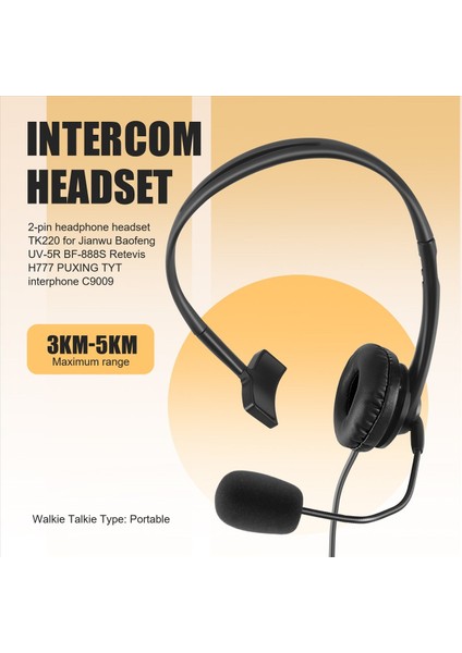 2 Pimli Kulaklık Kulaklık TK220 Için Jianwu Baofeng Uv-5r BF-888S Retevıs H777 Puxıng Tyt Interphone C9009 (Yurt Dışından) fırsatları