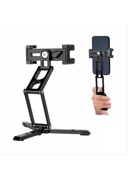 Mini Cep Katlanabilir Tripod Telefon Için Dikey Yatay Fotoğraf Genişleme Video Işık Mikrofon Fotoğrafçılık Vlog (Yurt Dışından) indirimleri